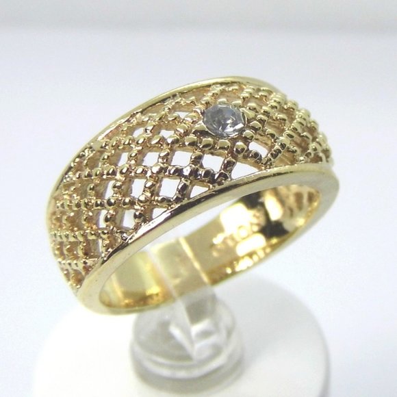 Vintage Filigree Open Weave Wide band ring sz 7 - Picture 1 of 6